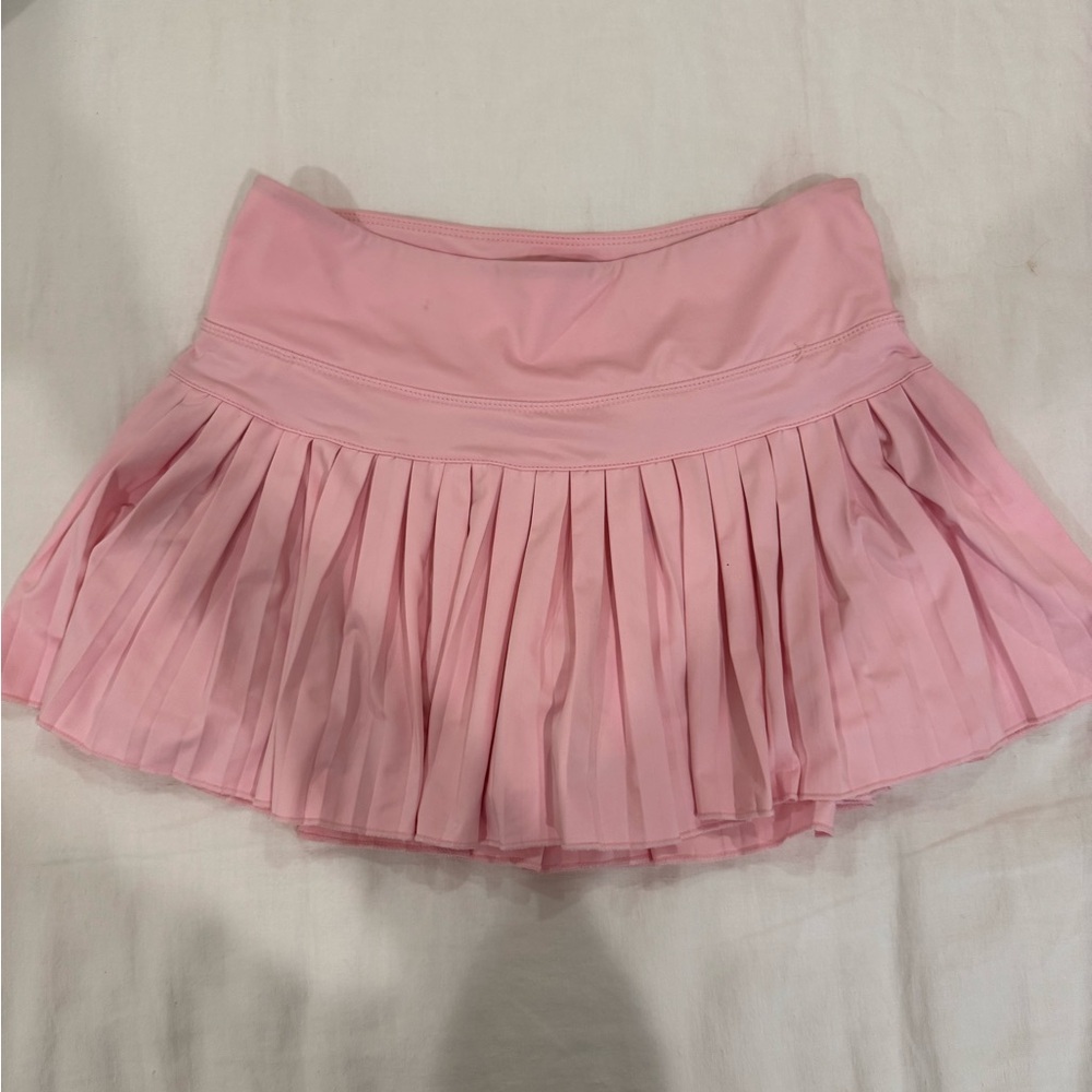 Pink Pleated Skater Mini Skirt